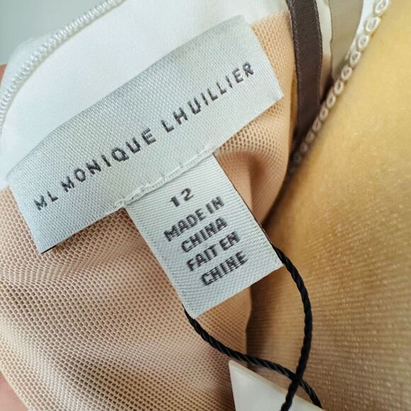 Monique‎ Lhuillier Leonor Strapless Crepe Midi Dress, Size 12, White, NWT - Picture 3 of 16